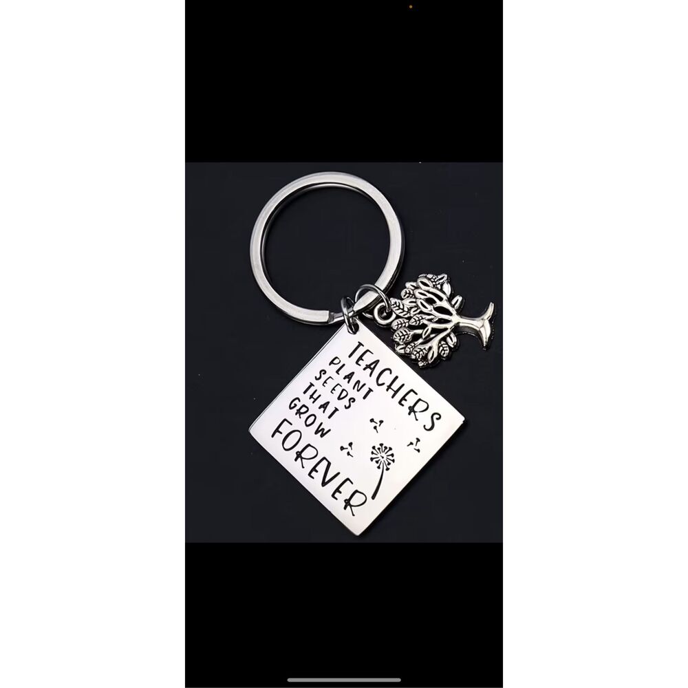 Teacher Keychain Gift Teachers Plant Seeds That Grow Forever Tree Charm
